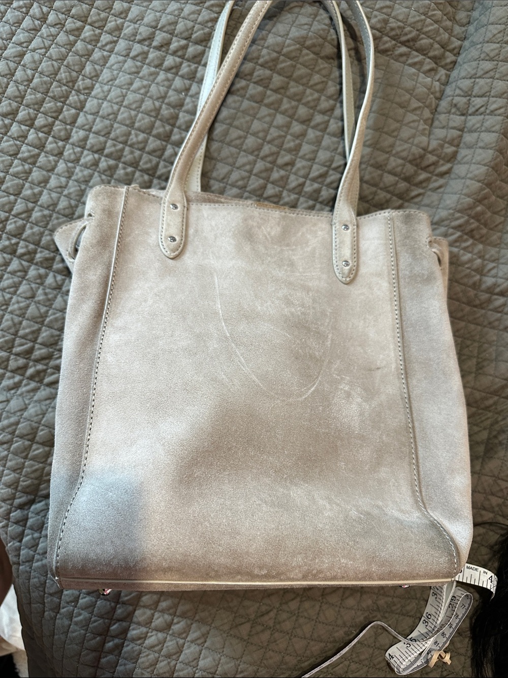 Ralph Lauren Suede Drawstring Tote Bag in Light Taupe (newish) - Picture 6 of 16
